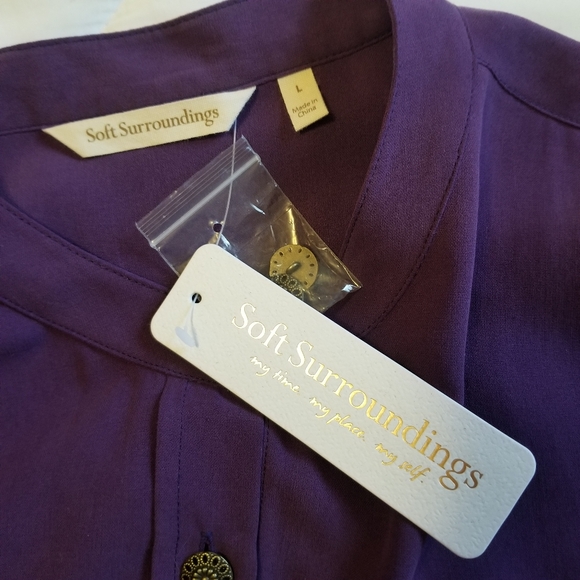 New Soft Surroundings 100% Silk Blouse Large - Picture 6 of 6